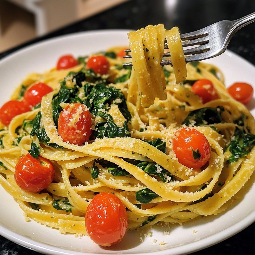 Delicious Spinach Tomato Pasta